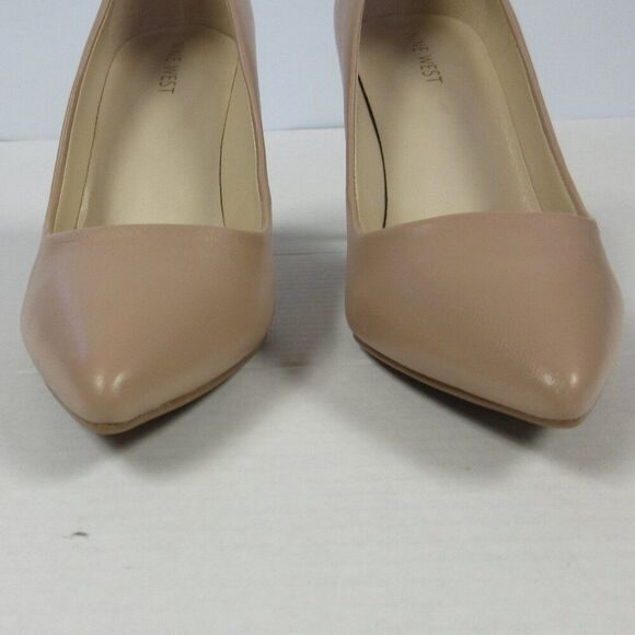 NINE WEST Etta Leather Pumps Shoes Womens 9.5 Nude Tan Pointed Toe Stiletto Heel - Picture 4 of 15
